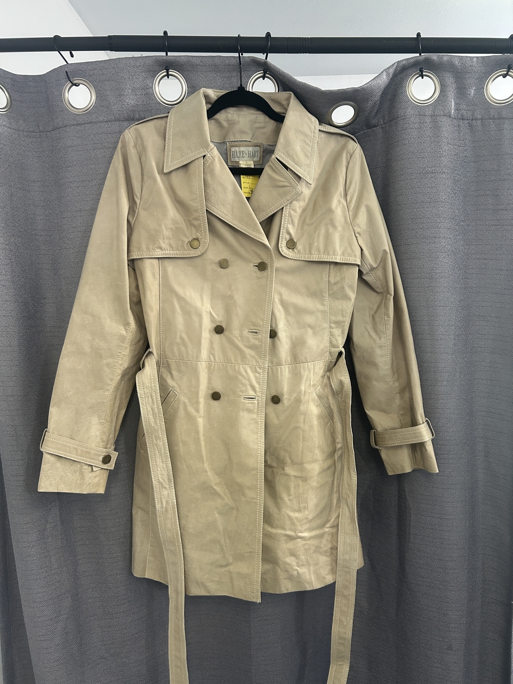Light Taupe Double-Breasted Trench Coat with Belt